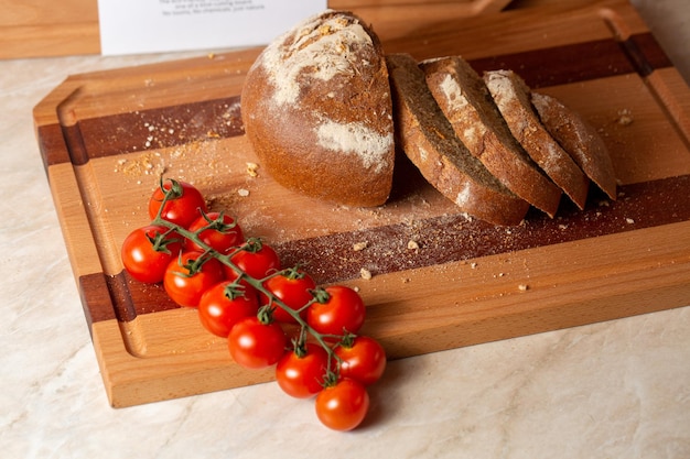 Baked bread with crust