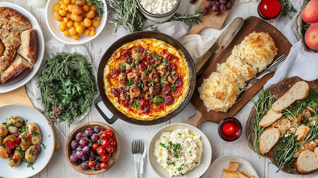 Assorted dishes on table